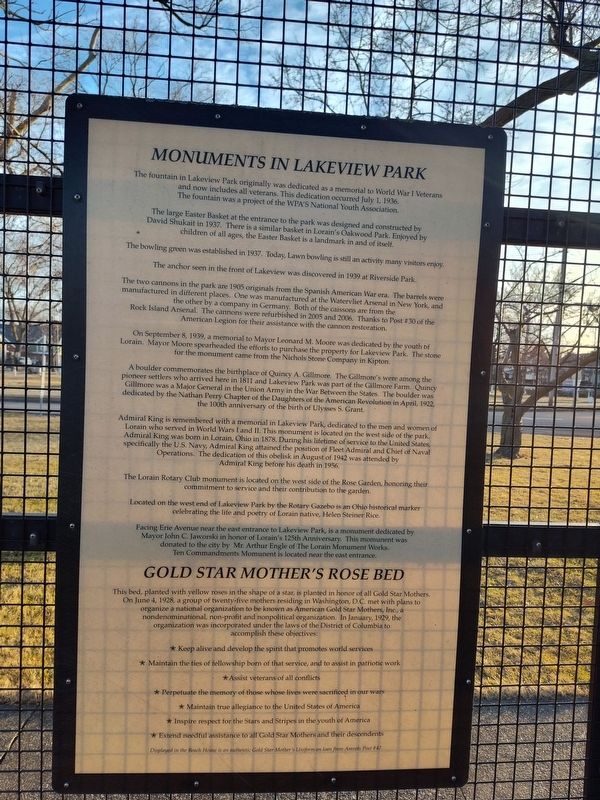 Monuments in Lakeview Park Marker image. Click for full size.