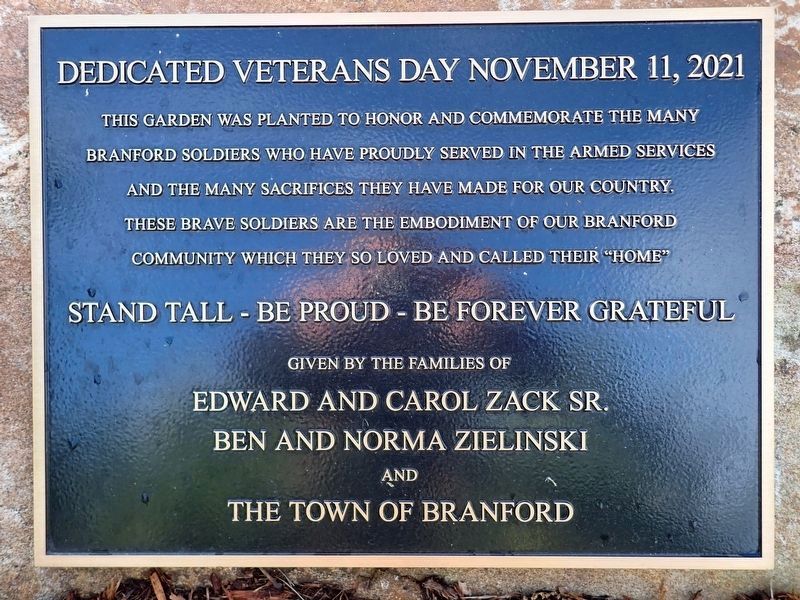 Branford Soldiers Garden Marker image. Click for full size.