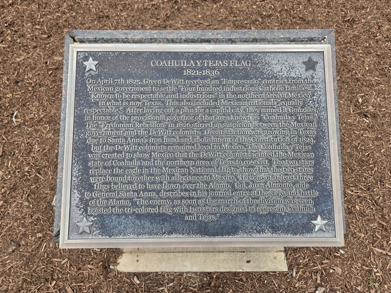 Coahuila y Tejas Flag Marker. Click for full size. Coahuila y Tejas Flag Marker image. Click for full size.