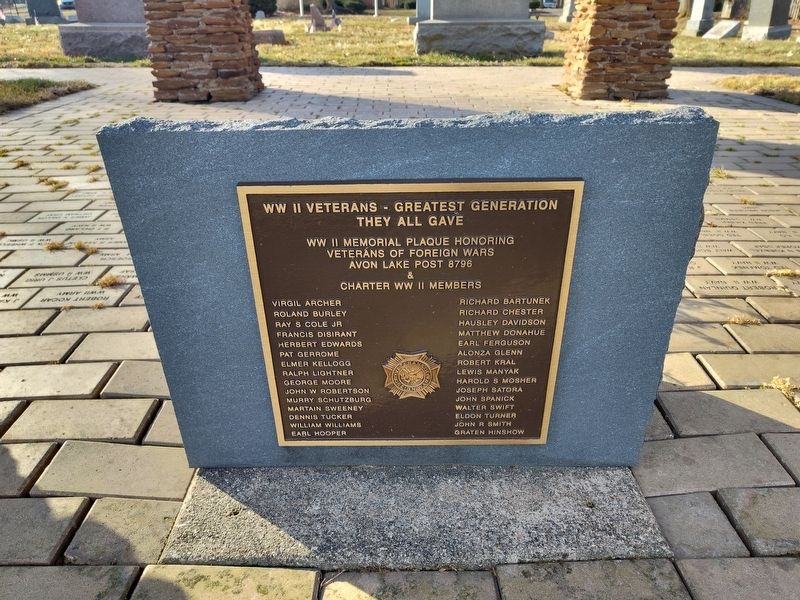 Avon Lake World War II Veterans Memorial. Click for full size. Avon Lake World War II Veterans Memorial image. Click for full size.