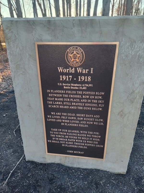 World War I Marker. Click for full size. World War I Marker image. Click for full size.