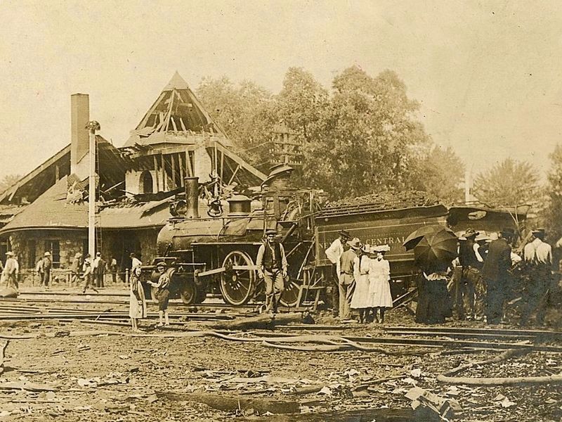 Essex Railway Station after the 1907 explosion image. Click for full size.