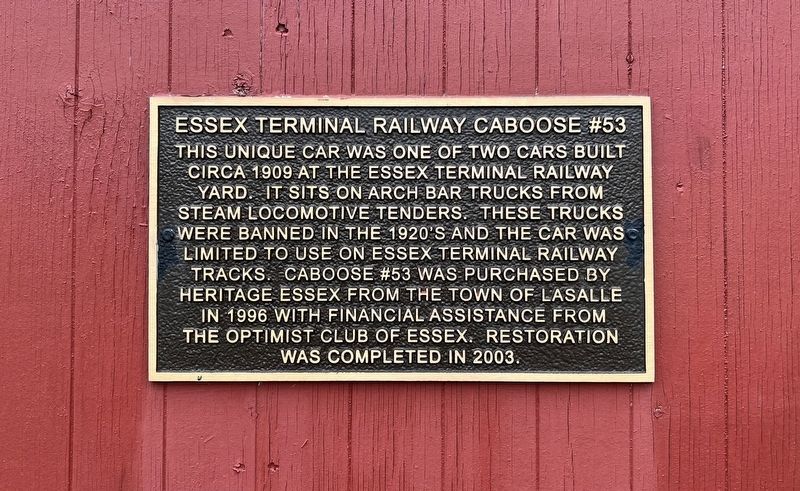 Essex Terminal Railway Caboose Marker. Click for full size. Essex Terminal Railway Caboose Marker image. Click for full size.
