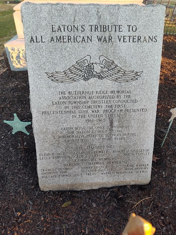 Eaton's Tribute to All American War Veterans Marker. Click for full size. Eaton's Tribute to All American War Veterans Marker image. Click for full size.
