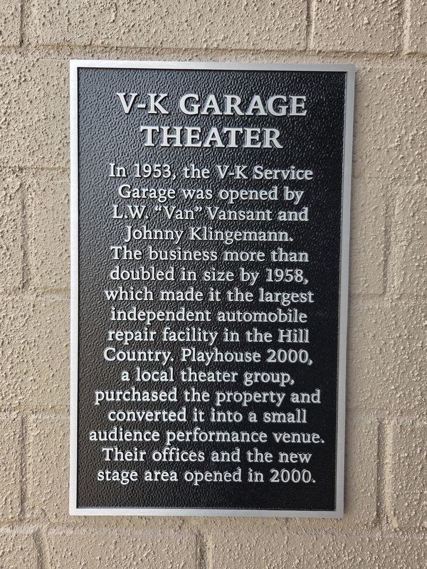 V-K Garage Theater Marker. Click for full size. V-K Garage Theater Marker image. Click for full size.