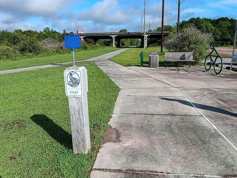 View of Lynching of James Lewis side of marker from the parking area. Start of the Bike Trail. image. Click for full size.