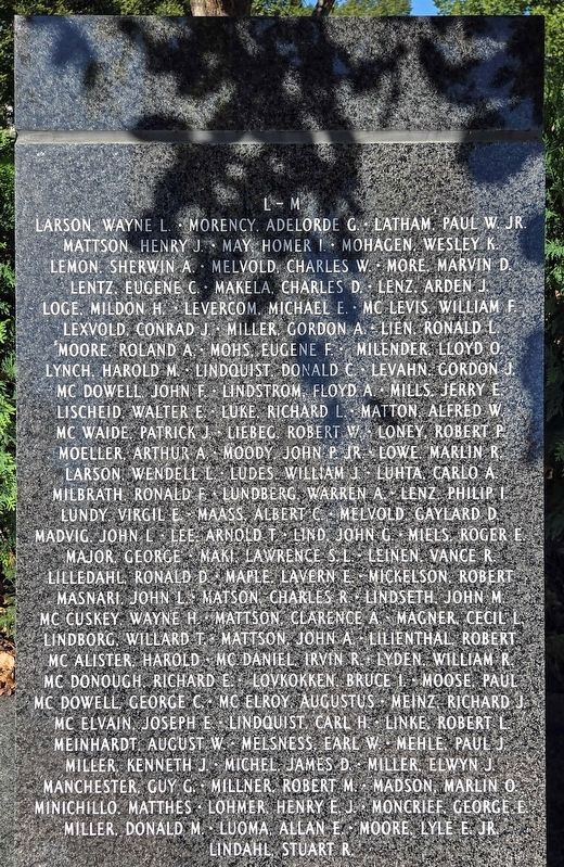 Minnesota Korean War Memorial L-M image. Click for full size.