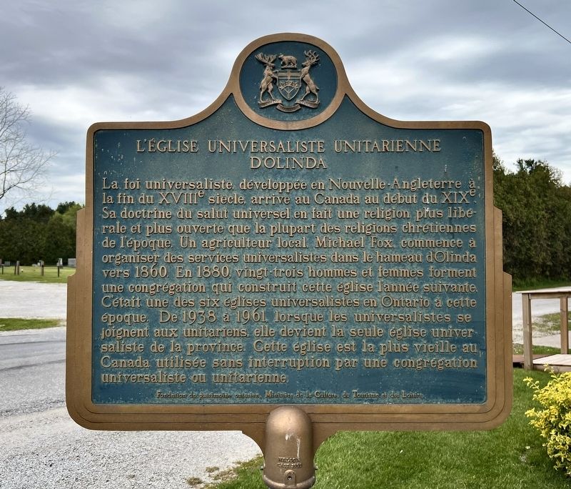 L��glise Universaliste Unitarienne d�Olinda side of marker image. Click for full size.