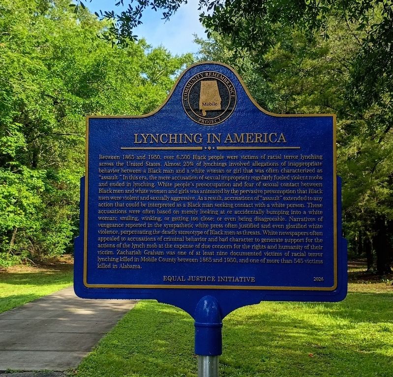 Lynching in America side is facing southeast, view of marker from the bike trail start direction image. Click for full size.