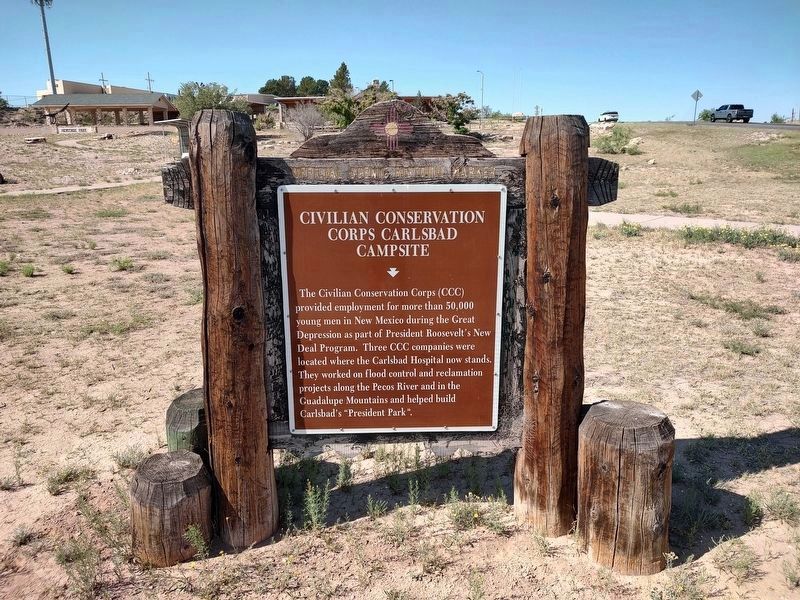 Civilian Conservation Corps Carlsbad Campsite Marker. Click for full size. Civilian Conservation Corps Carlsbad Campsite Marker image. Click for full size.