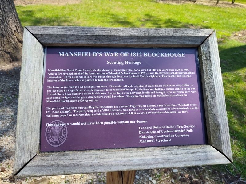 Mansfield's War of 1812 Blockhouse Marker image. Click for full size.