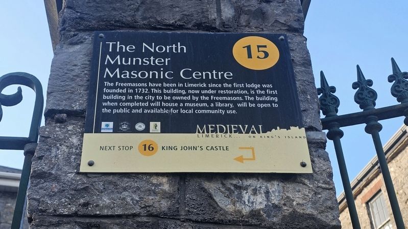 The North Munster Masonic Centre Marker. Click for full size. The North Munster Masonic Centre Marker image. Click for full size.