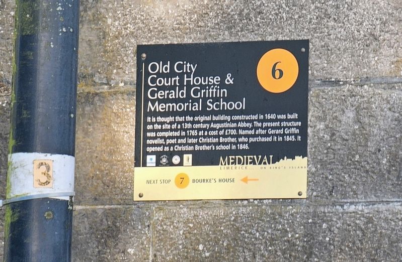 Old City Court House & Gerald Griffin Memorial School Marker. Click for full size. Old City Court House & Gerald Griffin Memorial School Marker image. Click for full size.