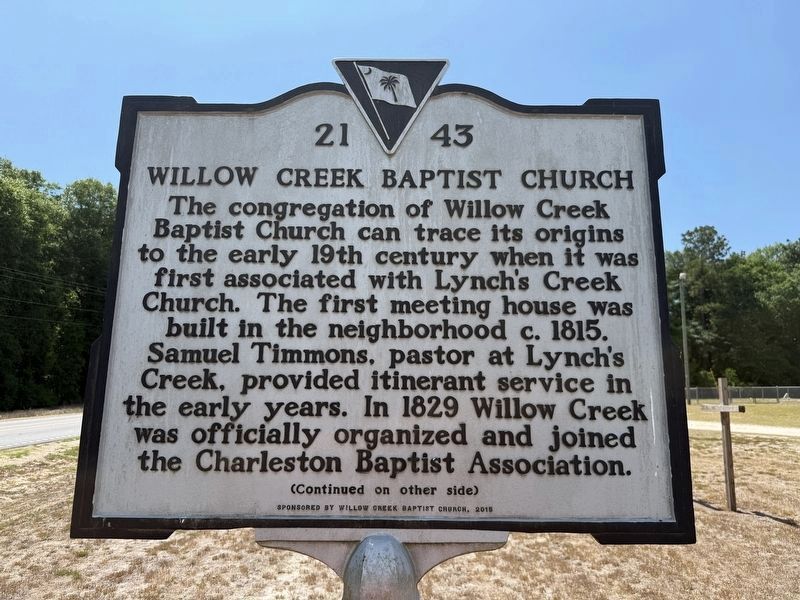 Willow Creek Baptist Church Marker image. Click for full size.