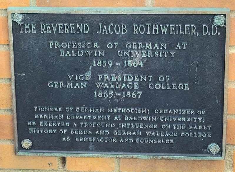 The Reverend Jacob Rothweiler, D.D. Marker. Click for full size. The Reverend Jacob Rothweiler, D.D. Marker image. Click for full size.