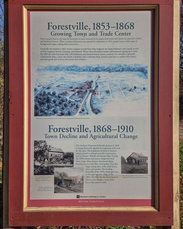 Forestville Marker, first panel. Click for full size. Forestville Marker, first panel image. Click for full size.