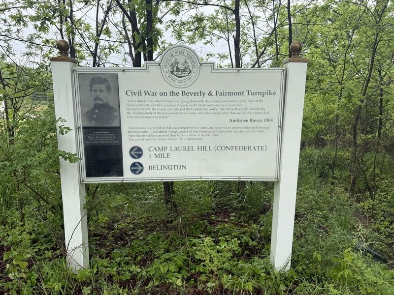 Civil War on the Beverly & Fairmont Turnpike Marker. Click for full size. Civil War on the Beverly & Fairmont Turnpike Marker image. Click for full size.