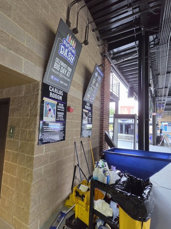Carlos Rodon Marker (left) near the main entrance to the ballpark image. Click for full size.