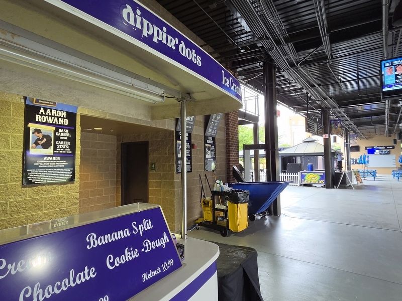 Aaron Rowand Marker (left) near the main entrance to the ballpark image. Click for full size.