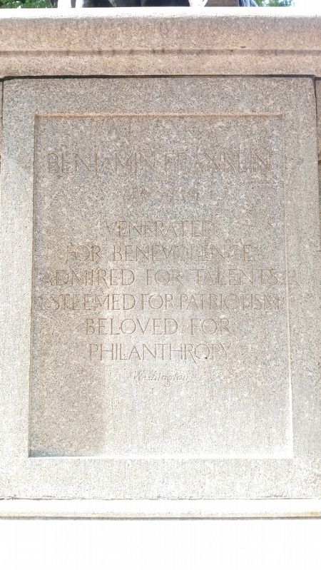 Inscription on front of statue plinth. Click for full size. Inscription on front of statue plinth image. Click for full size.