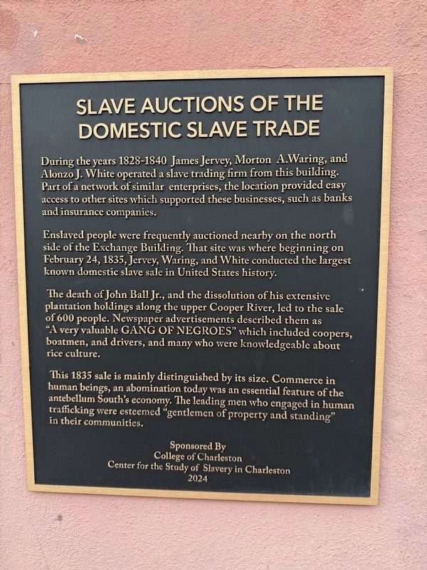Slave Auctions of the Domestic Slave Trade Marker. Click for full size. Slave Auctions of the Domestic Slave Trade Marker image. Click for full size.