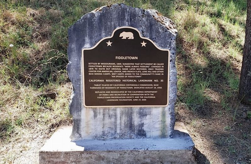 Fiddletown Marker. Click for full size. Fiddletown Marker image. Click for full size.