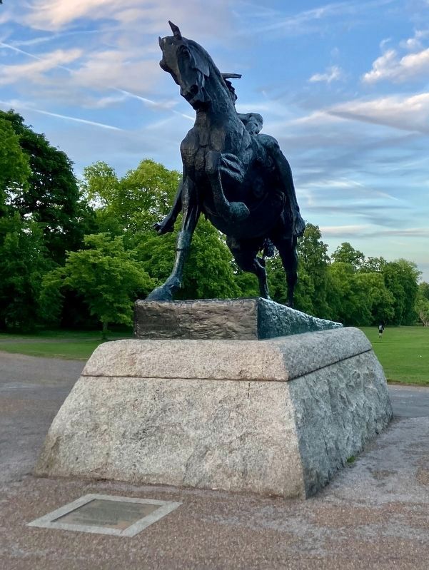 <i>Physical Energy</i> marker shown at base of statue. Click for full size. <i>Physical Energy</i> marker shown at base of statue image. Click for full size.