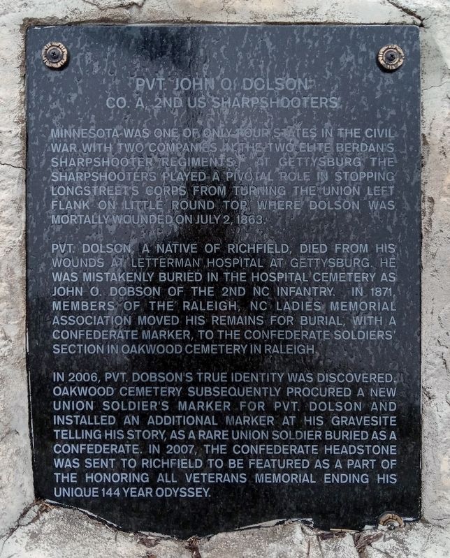 Pvt. John O. Dolson Marker. Click for full size. Pvt. John O. Dolson Marker image. Click for full size.