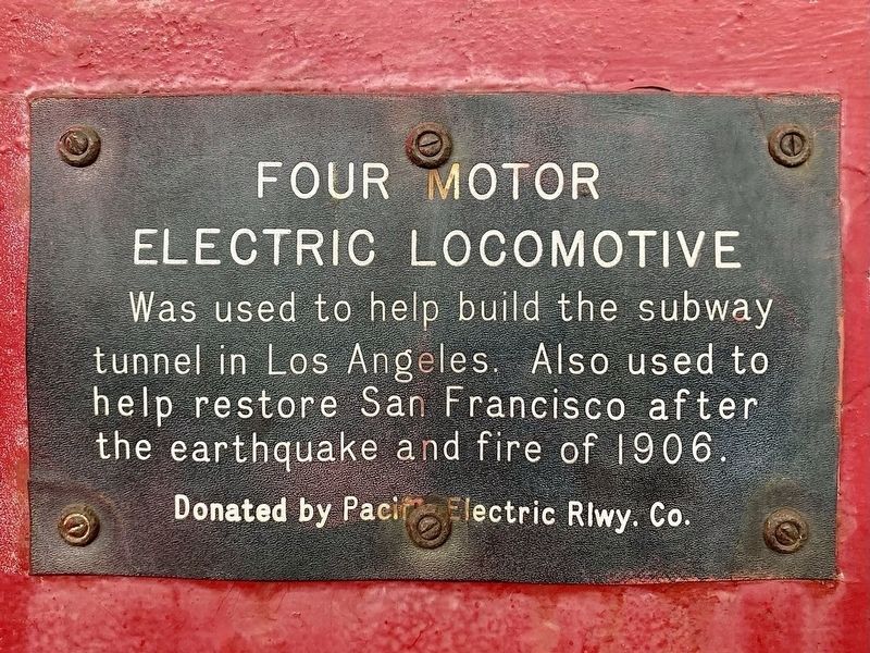 Four Motor Electric Locomotive Marker. Click for full size. Four Motor Electric Locomotive Marker image. Click for full size.