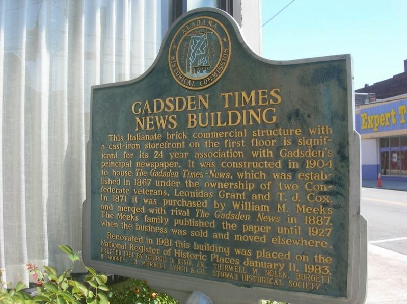 Gadsden Times-News Building Marker. Click for full size. Gadsden Times-News Building Marker image. Click for full size.