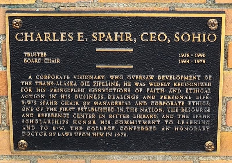 Charles E. Spahr, Ceo, Sohio Marker. Click for full size. Charles E. Spahr, Ceo, Sohio Marker image. Click for full size.
