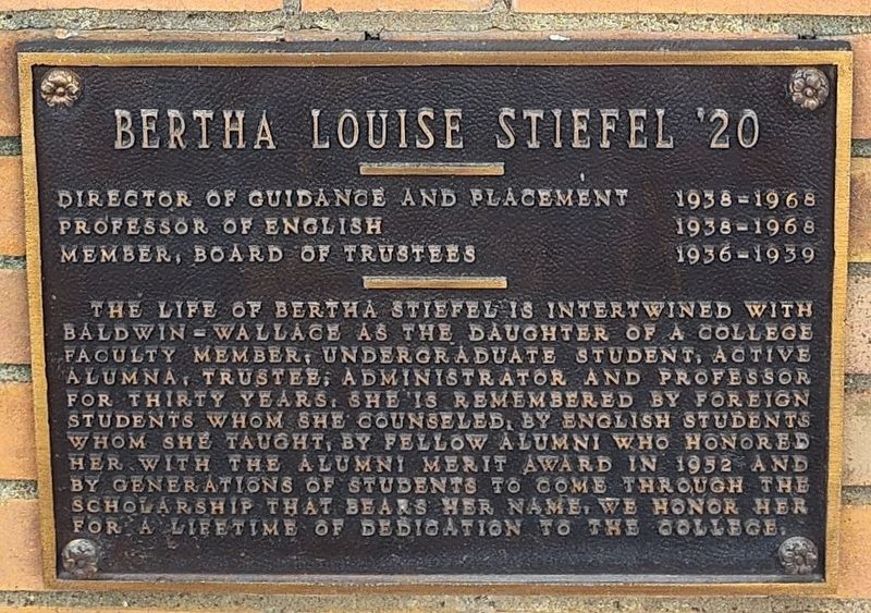 Bertha Louise Stiefel '20 Marker image. Click for full size.