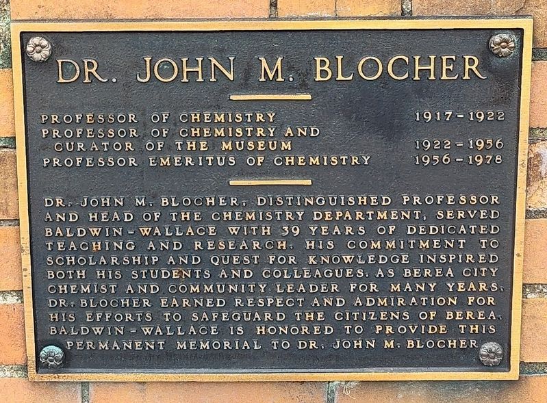 Dr. John M. Blocher Marker. Click for full size. Dr. John M. Blocher Marker image. Click for full size.