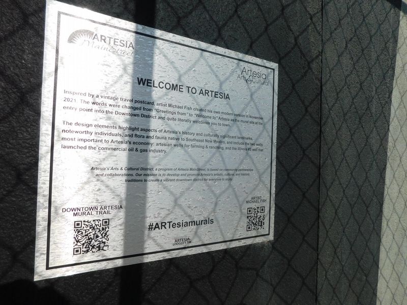 Welcome to Artesia Marker image. Click for full size.