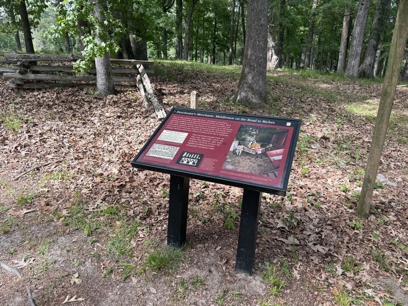 Dorchester's Merchants: Middlemen on the Road to Riches Marker. Click for full size. Dorchester's Merchants: Middlemen on the Road to Riches Marker image. Click for full size.