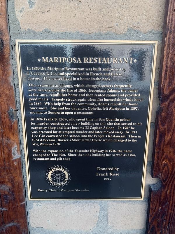 Mariposa Restaurant Marker image. Click for full size.
