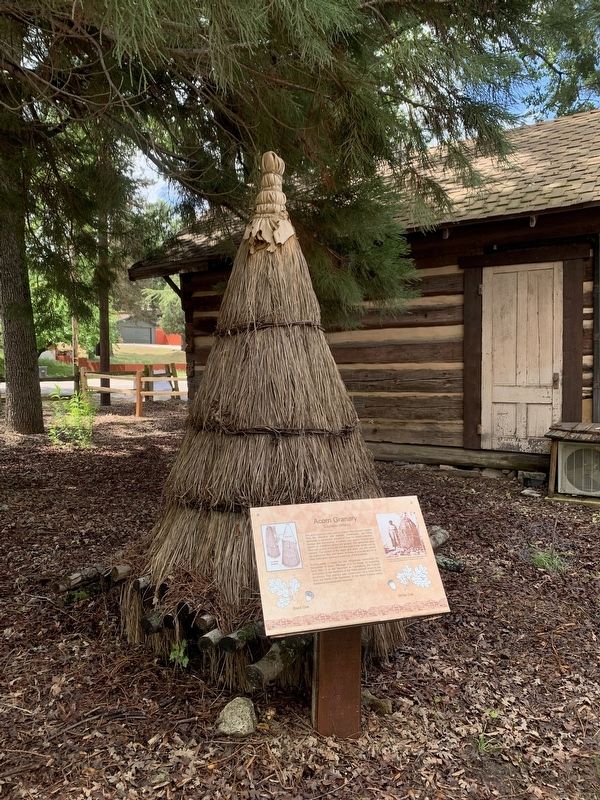Acorn granary and marker image. Click for full size.