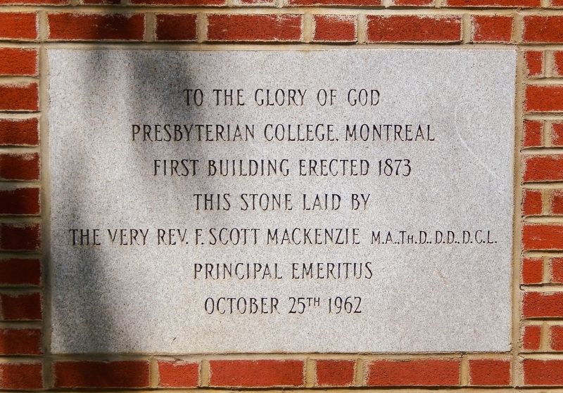 Presbyterian College Montreal Marker image. Click for full size.
