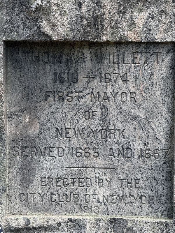 Thomas Willett First Mayor of New York Marker image. Click for full size.