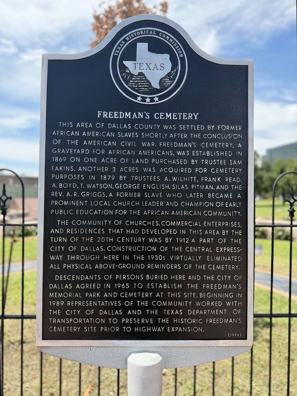 Freedman's Cemetery Marker. Click for full size. Freedman's Cemetery Marker image. Click for full size.