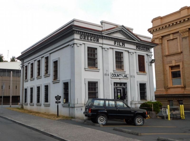 The Goonies Marker & old Clatsop County jail image. Click for full size.