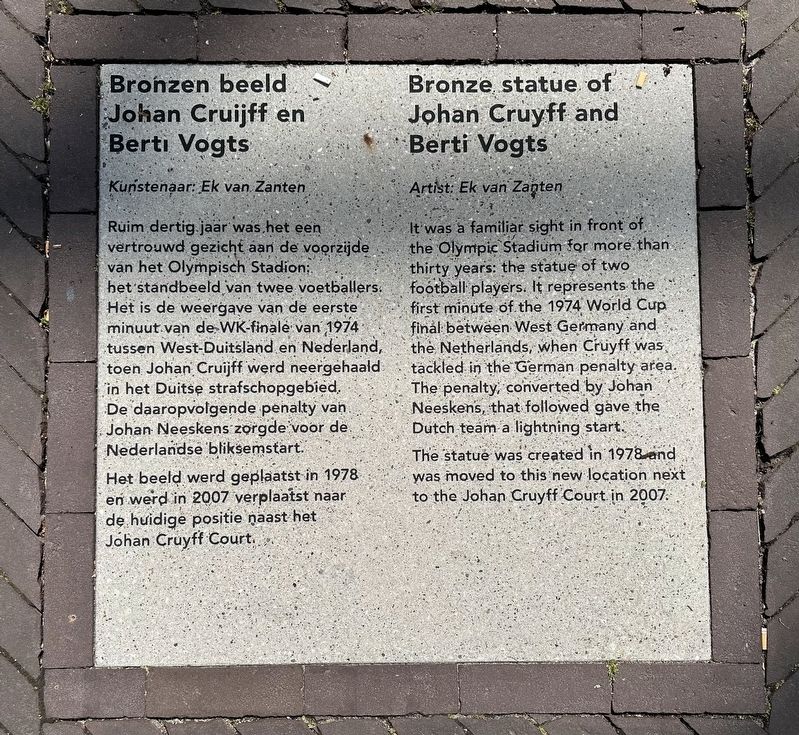 Bronze Statue of Johan Cruyff and Berti Vogts Marker image. Click for full size.