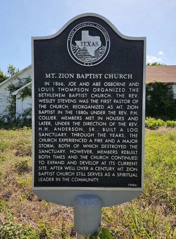 Mt. Zion Baptist Church Marker. Click for full size. Mt. Zion Baptist Church Marker image. Click for full size.