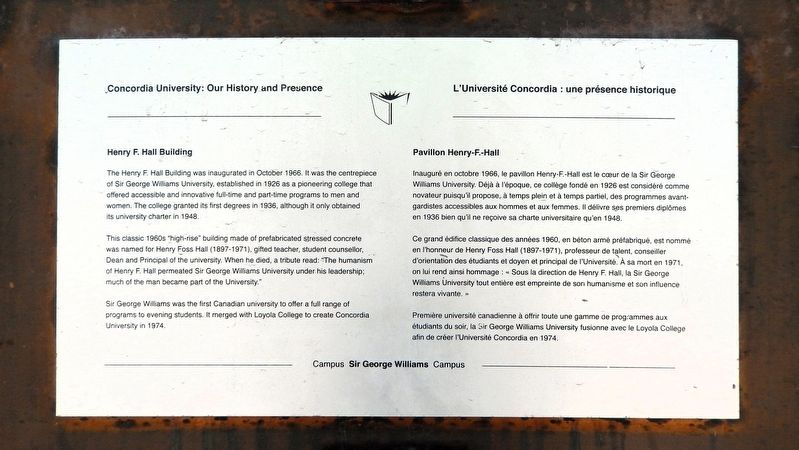 Concordia University: / L'Universit� Concordia : Marker image. Click for full size.