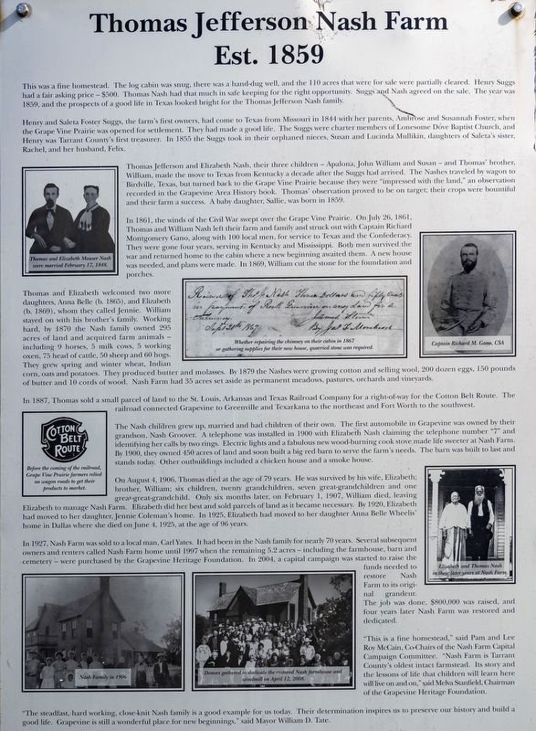 Thomas Jefferson Nash Farm Marker image. Click for full size.