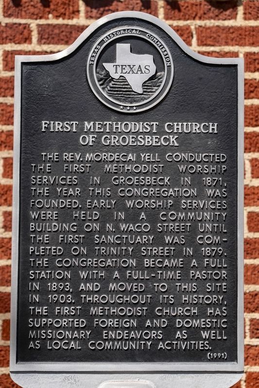 First Methodist Church of Groesbeck Marker image. Click for full size.