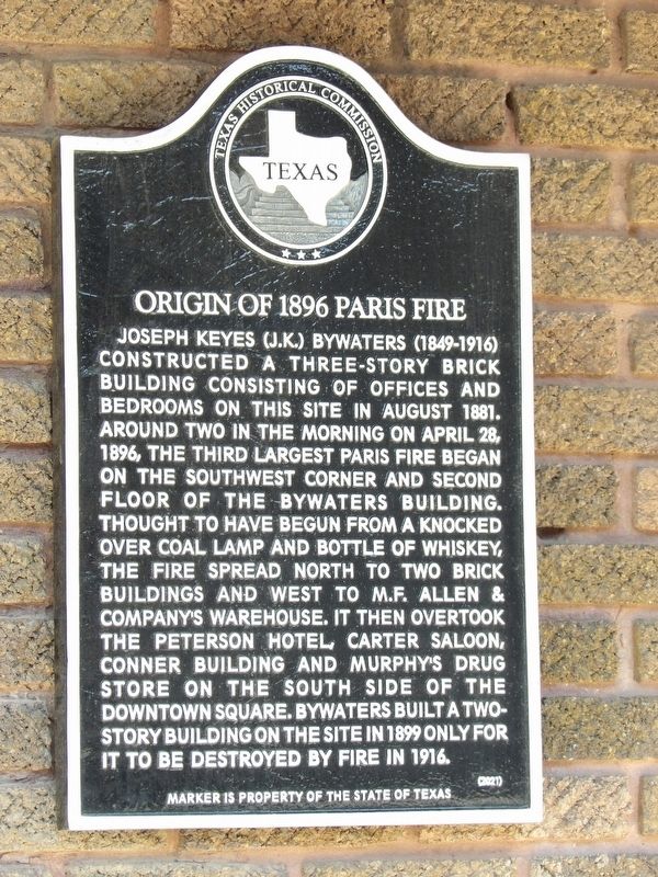 Origin of 1896 Paris Fire Marker. Click for full size. Origin of 1896 Paris Fire Marker image. Click for full size.