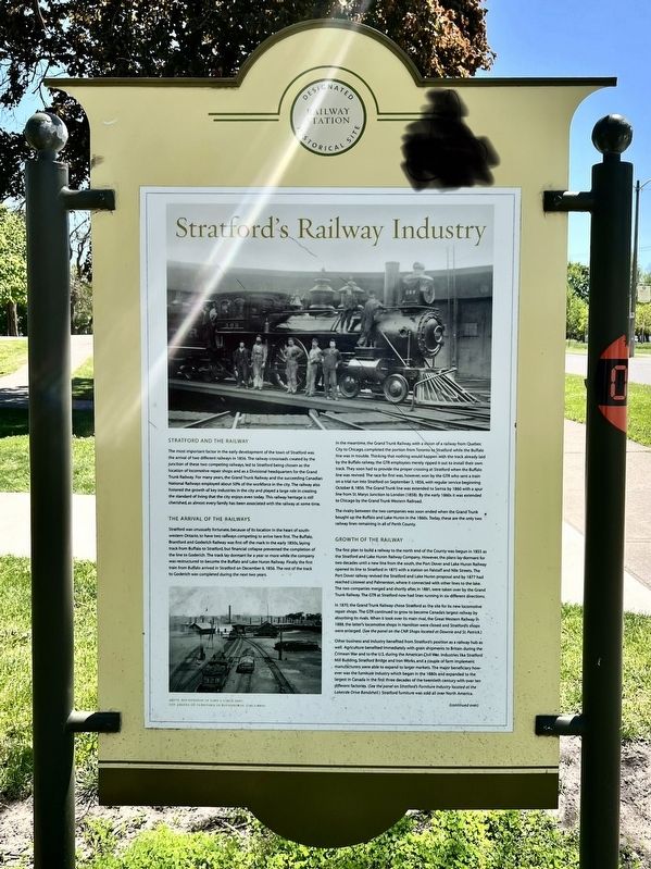 Stratford’s Railway Industry Marker. Click for full size. Stratford’s Railway Industry Marker image. Click for full size.