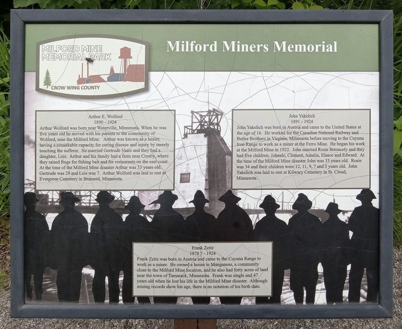 Milford Miners Memorial Marker image. Click for full size.