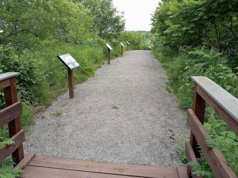 Wolford�Zeitz Marker (second farthest) in Milford Mine Memorial Park image. Click for full size.